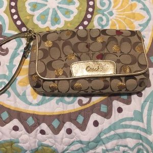 Coach heart wristlet