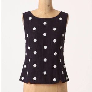 Anthropologie beaded polka dot top