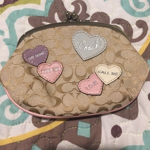 Coach valentine themed coin purse