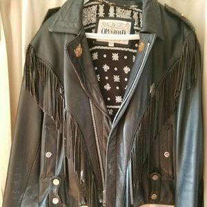 Open road black fringed leather jacket