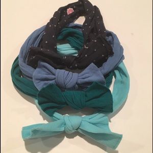 Set of 4 Baby Bling Bows - Blue/Green Shades