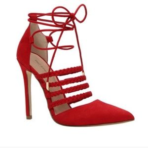 New red sexy strappy shoes size 6.5