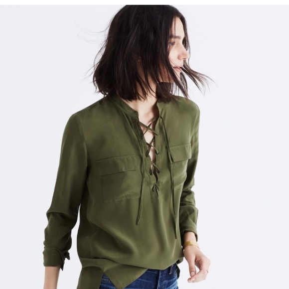 silk lace up shirt 🌵 madewell