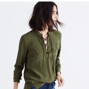 silk lace up shirt 🌵 madewell