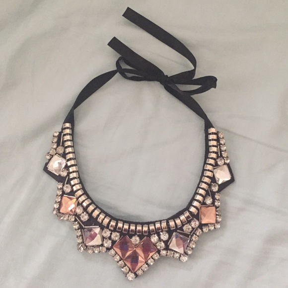 Ribbon tie bib necklace