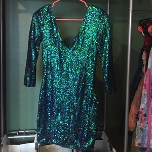 Emerald Green Sequin Holiday Dress