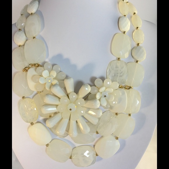 White Resin Acrylic Statement Necklace