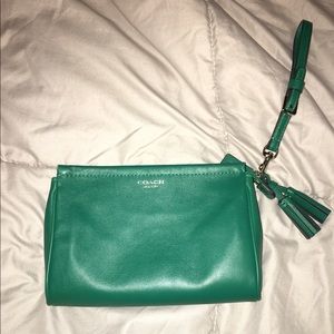 Coach Kelly Green Legacy Large Leather Wristlet