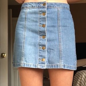 Button Front Denim Skirt