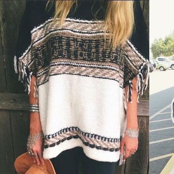 Free People Pattern Taupe Poncho