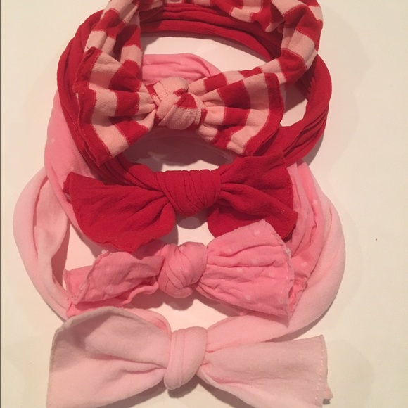 Set of 4 Baby Bling Headbands in Pink/Red Shades