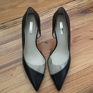 Bcbg black and clear heels
