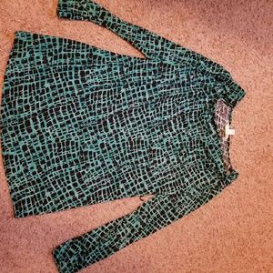 Black and teal blouse