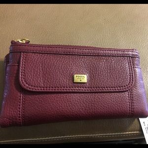 Maroon fossil wallet