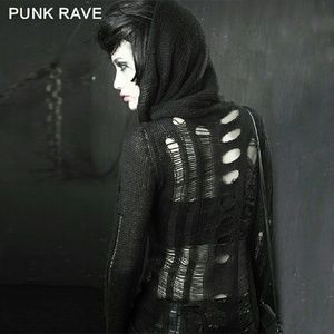 Punkrave Sweaters - Black Distressed Mohair Sweater Gothic Punk Grunge Punkrave Sweaters - Black Distressed Mohair Sweater Gothic Punk Grunge