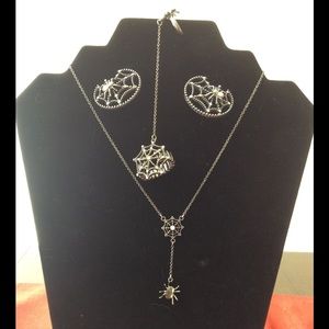 Spider Necklace, Earrings, Ring set