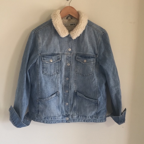 TopShop Fur lined denim jacket. Moto collection 😎