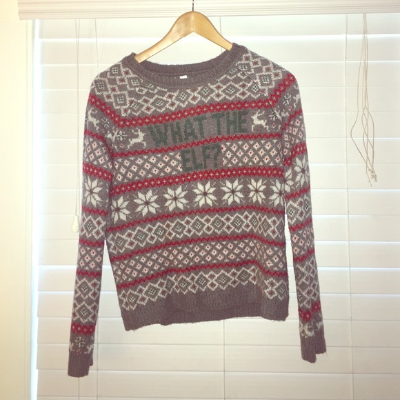 Ugly Christmas Sweater "What the Elf?"