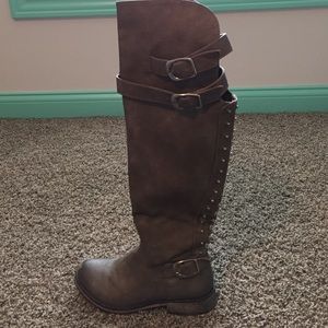 not rated- knee high brown fashion boots