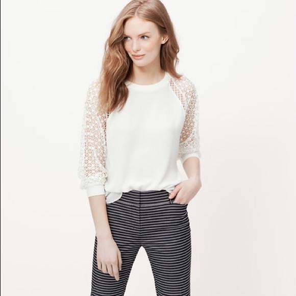 White eyelet sleeve blouse