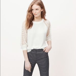 White eyelet sleeve blouse