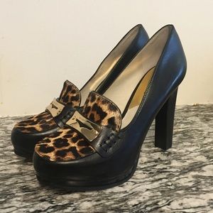 Michael Kors Black Leopard Calf Hair Platform Heel
