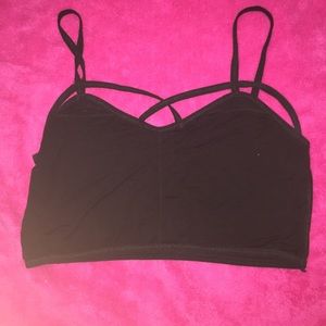 etsy black bandeau with criss cross in the front