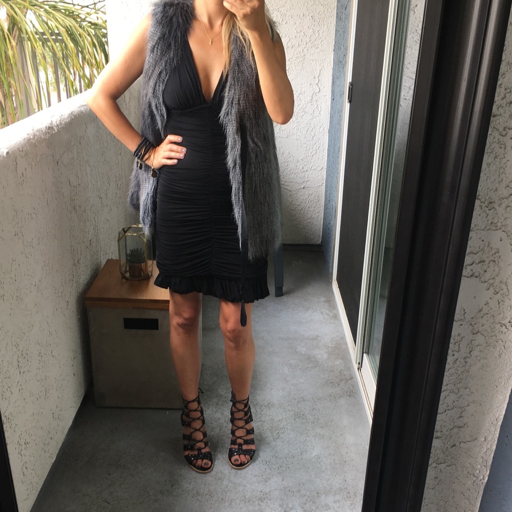 BCBGMaxAzria Black Ruched Coctail Dress, Size S - Picture 2 of 8
