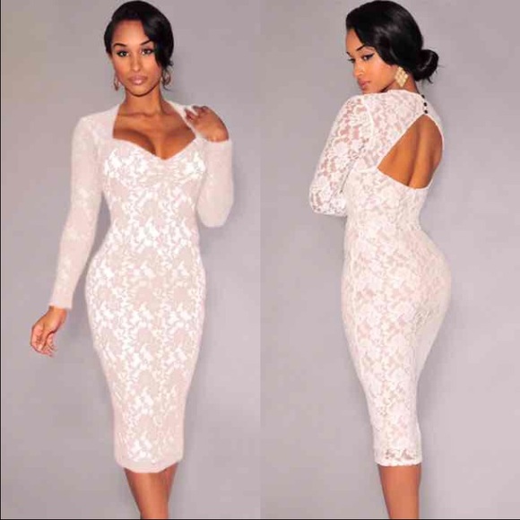 White/nude lace dress