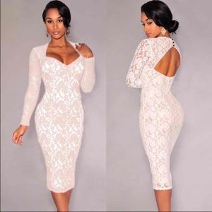 White/nude lace dress