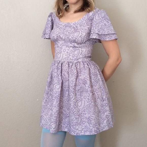 VINTAGE MINI dress purple psychedelic print sz 2-4