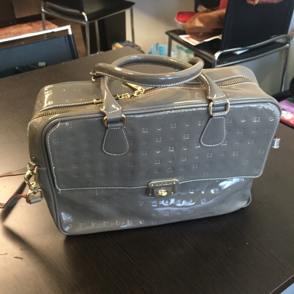 Arcadia Beige Patent Leather Satchel Shoulder Bag