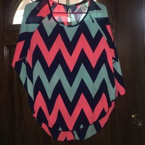 Pink, Navy, and Blue Chevron Shirt