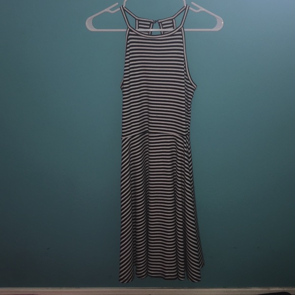 black and white striped halter dress
