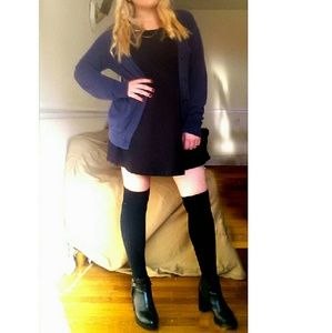 Black scalloped skater dress