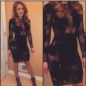 House of CB black long sleeve lace dress