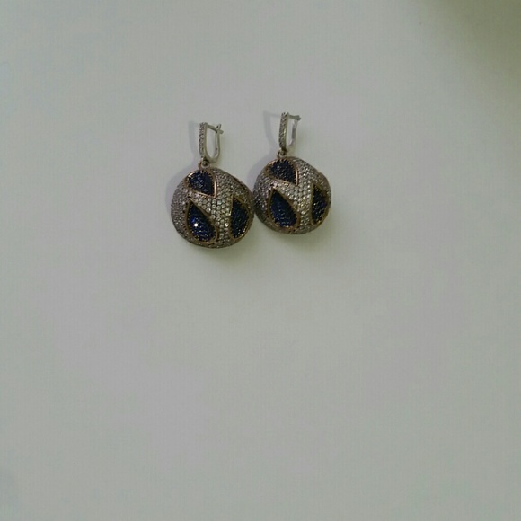Blue and white earrings