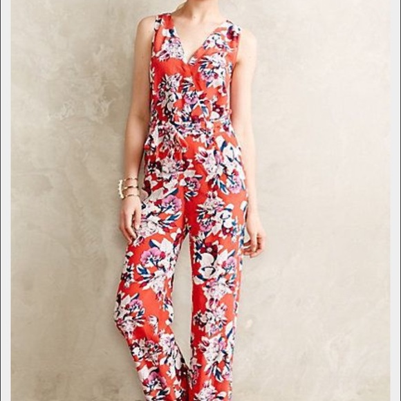 Anthropologie floral jumpsuit