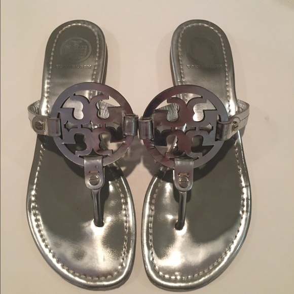 Tory Burch Miller Sandals in Silver Metallic