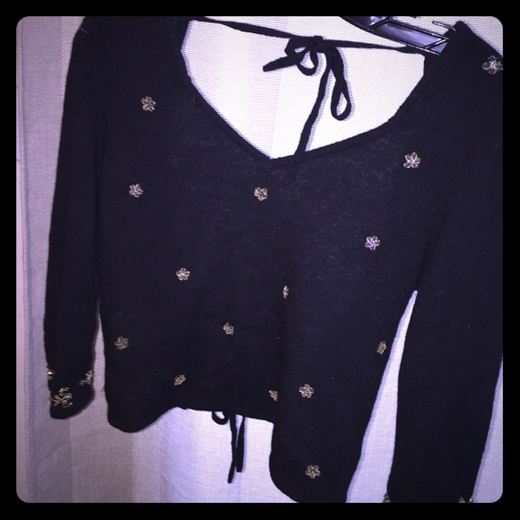 Free People open back embellished wool sweater m ☃