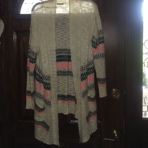 Blue, Pink, White, Black, and Gray Sweater