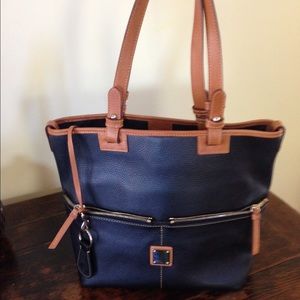 Dooney & Bourke navy and tan tote