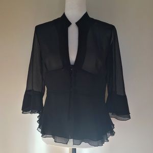 Butterfly Sleeve Plunge Neck Blouse