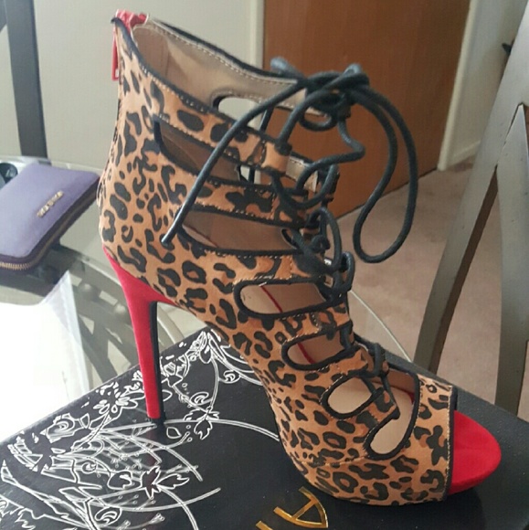 Leopard and Red Strappy Heels