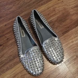 Steve Madden Studded Silver Loafers