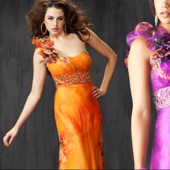 Asymmetrical Floral Print Gown by Cassandra Stone - Picture 8 of 8