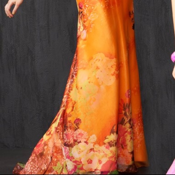 Asymmetrical Floral Print Gown by Cassandra Stone - Picture 2 of 8