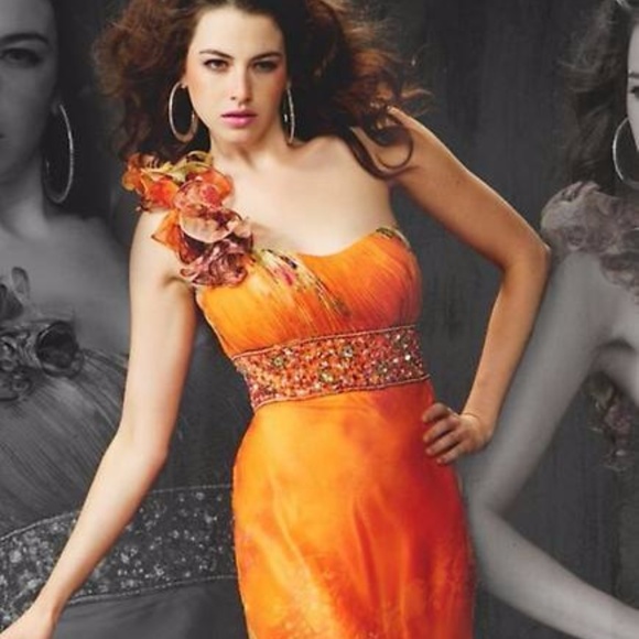 Asymmetrical Floral Print Gown by Cassandra Stone - Picture 6 of 8