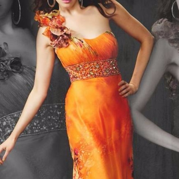 Asymmetrical Floral Print Gown by Cassandra Stone - Picture 5 of 8