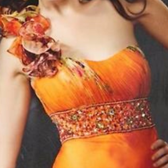 Asymmetrical Floral Print Gown by Cassandra Stone - Picture 3 of 8